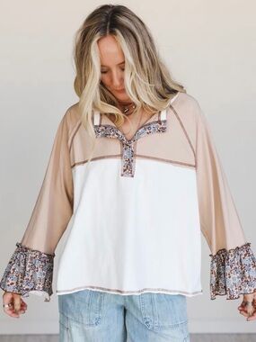 Three Bird Nest NWT Boho Color Block Floral Top | Size XL